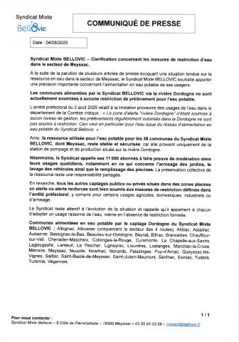 BELLOVIC - EAU  // Communiqué de presse