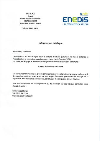 TRAVAUX D'ELAGAGE - ENEDIS