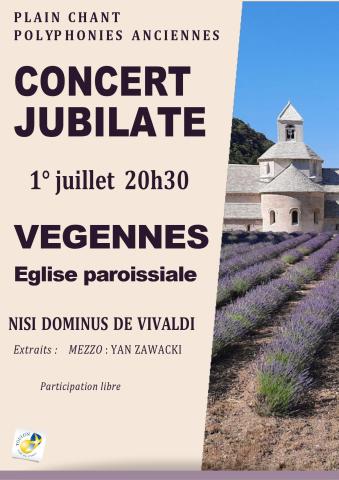 concert JUBILATE le 1er juillet à 20h30 à l'église